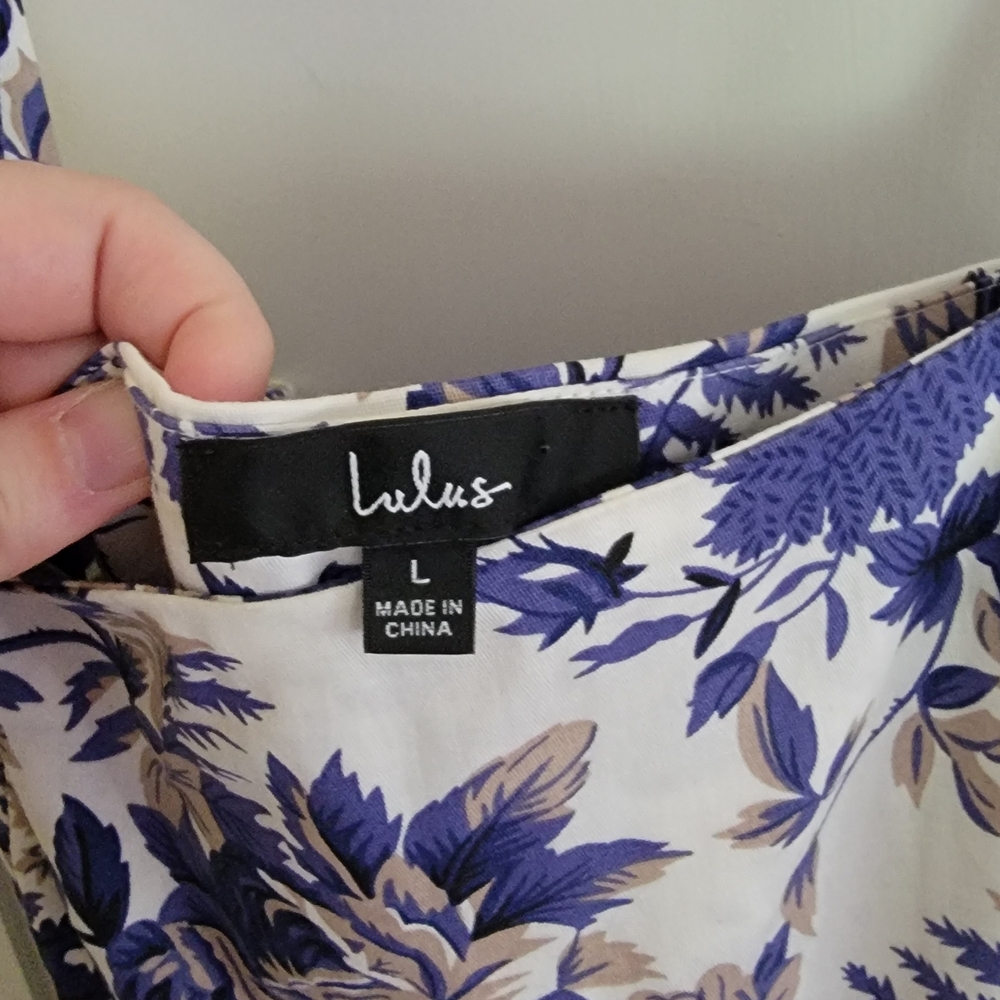 Lulu's Blue and Cream Floral Dress